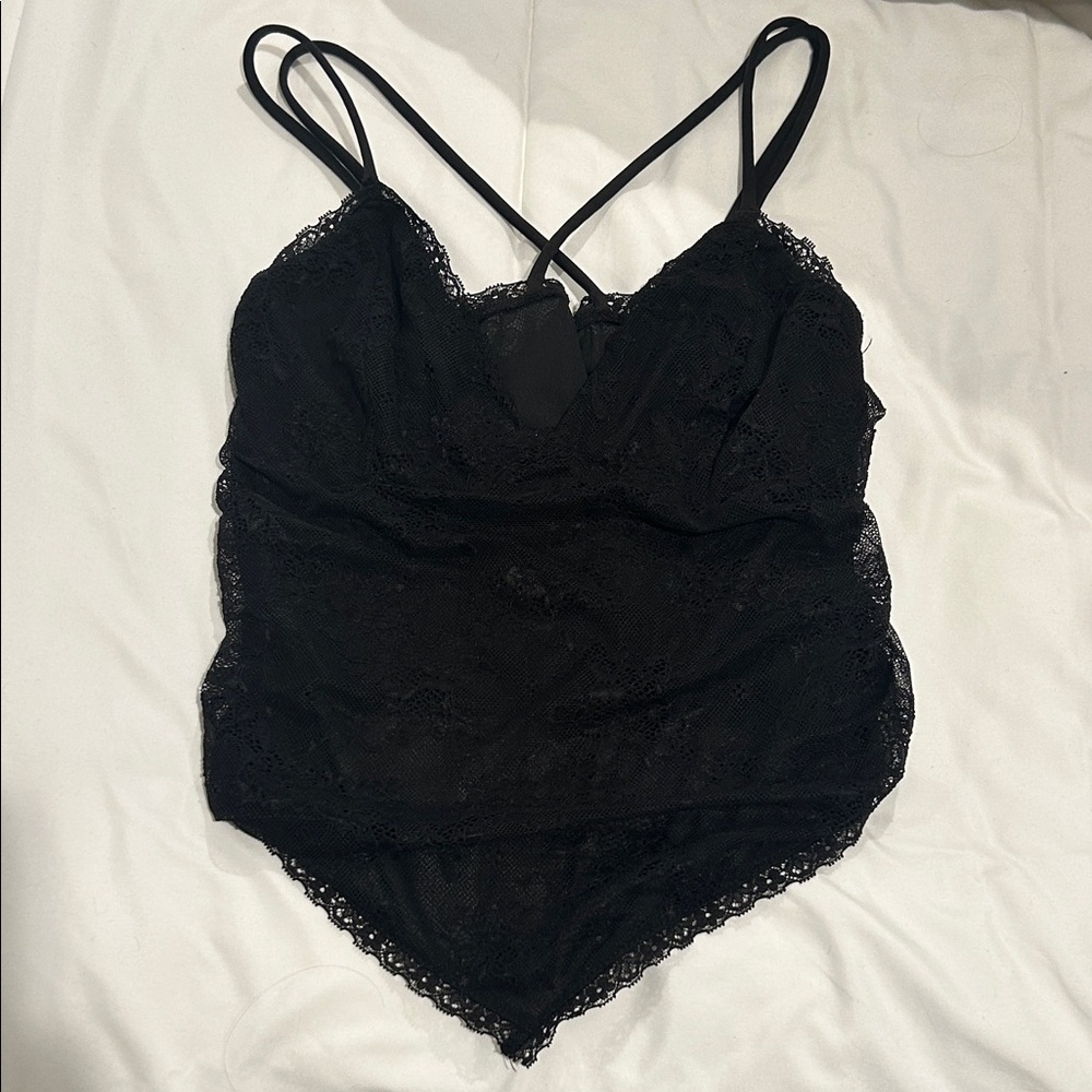 Black Lace Crop Top